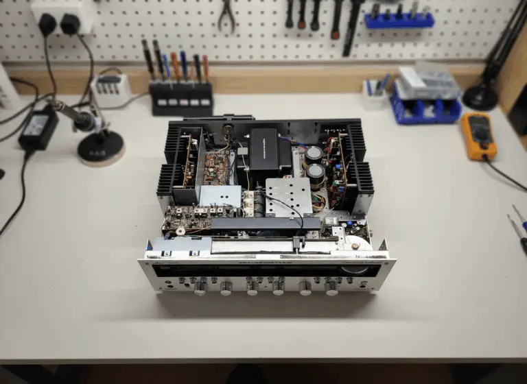 Ein Marantz 2270 zur Reparatur auf einer Werkbank